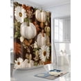 thumbnail image 3 of Fsddascl White Pumpkins Fall Shower Curtain Set - Small 36" x 72" Washable Bathtub Curtain with 12 Hooks, Thanksgiving Floral Farmhouse Botanical Waterproof Fabric Stall Shower Curtains for Bathroom, 3 of 6