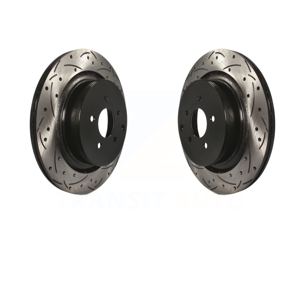 Rear Coated Drilled Slotted Disc Brake Rotors Pair For INFINITI Q50 M37