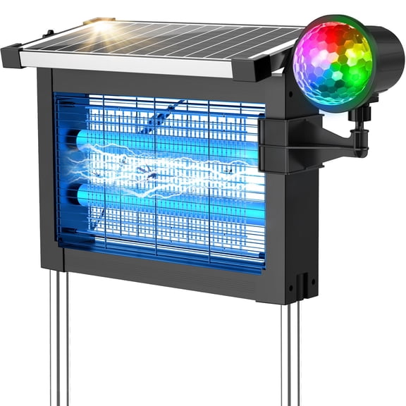 2-in-1 Solar Zapper Outdoor 4500v Electric Mosquito With Projection Light Ip66 Waterproof Cordless Fly Type-c Rechargeable For Patio Yard Camping