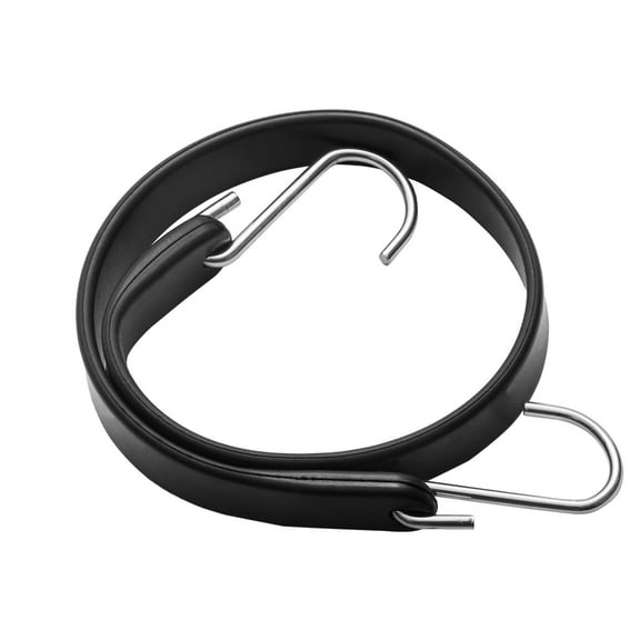 KFFKFF 20 Pc Flat Bungee Cord Set, 20 mm Durable Elastic Straps with Steel S-Hooks, Sizes 15", 21", 36", Ideal for Securing Cargo, Tarps in Trucks, Tents, Black