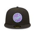 thumbnail image 2 of Men's New Era Black Los Angeles Dodgers 40th Anniversary Black Light 59FIFTY Fitted Hat, 2 of 6