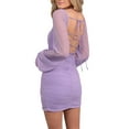 thumbnail image 5 of Blotona Women Long Sleeve Bodycon Dress Casual Solid Color Ruched Party Dress for Beach Club Streetwear, 5 of 6