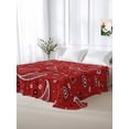 thumbnail image 6 of King Flat Sheet Only Red Paisley Pattern Soft Microfiber Cooling Bedding Sheets White Seamless Floral Art Flat Bed Sheet for Hotel,Home Decor, 6 of 9