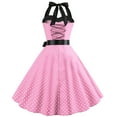 thumbnail image 4 of Womens Retro 1950s Cocktail Dresses Polka Dot Bowknot Vintage Tea Dress A Line Flare Party Prom Midi Dress (X-Large, Pink), 4 of 7
