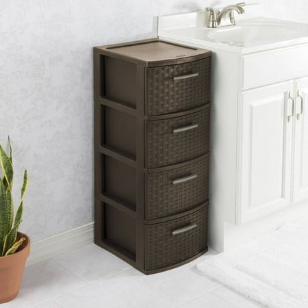 Sterilite 4 Drawer Weave Tower Espresso Best Dorm Storage