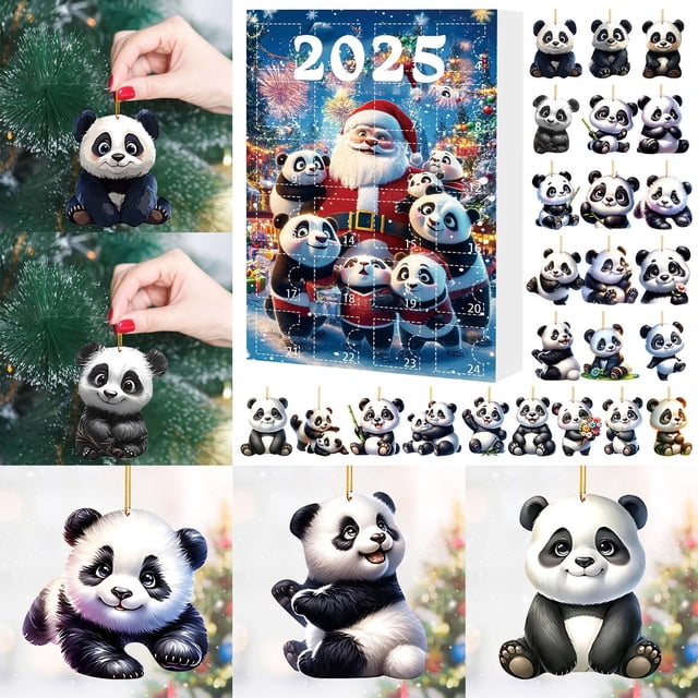 TIELUTT 2D Acrylic Countdown Desk Calendar Desk Calendar Children's Favorite Panda 24 Day Panda Countdown Calendar Wall Workout Timer Hour Glasses Reading Timer Book Poop Timer Stocking Clock Timer Di