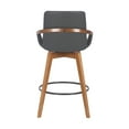thumbnail image 6 of Baylor 26" Gray Faux Leather and Walnut Wood Swivel Bar Stool, 6 of 7