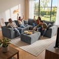 thumbnail image 2 of Homall V Shaped Corner Modern Sofa Sectional Cloud Couch with Deep Seat No Assembly Required Corduroy Fabric Couches for Living Room and Apartment,Gray, 2 of 9