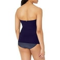 thumbnail image 2 of Anne Cole Women's Solid Twist Front Shirred Bandeau Tankini Swim Top, Navy, XS New with box/tags, 2 of 3