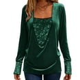 thumbnail image 2 of Aboser Womens Sequin Velvet Tops Sparkly Glitter Party Shirts Trendy Draped Evening Night Out Blouse Loose Velour Shirt Casual Long Sleeve Tunic Top, 2 of 8