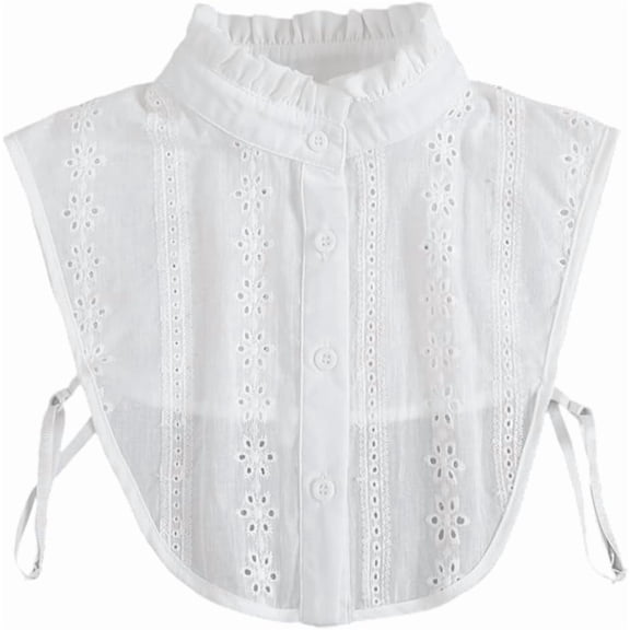 False Collar White Lace Detachable Blouse Dickey Collars Half Shirts Blouse Neckline Trim Decoration DIY Garment Accessories for Women Office Work Sweaters Dresses Uniform Jacket T-Shirt Yellow