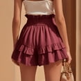 thumbnail image 5 of Women's Dressy Shorts Butterfly Leaf Frenulum Summer High Waisted Shorts Casual Beach Shorts Ruffle Hem Elagant Work Trouser Shorts with Pocket, 5 of 5
