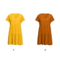 thumbnail image 4 of Jumpingount Vestido de mujer Verano Color sólido Manga corta Vestidos de playa Poliéster Hasta la rodilla Ropa Ruffes Ropa de trabajo de oficina Vestidos Amarillo Jumpingount AP012052-01, 4 of 6