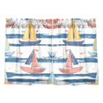 thumbnail image 6 of Yayeee Kitchen Curtains Tier Pair Light Filtering 27"x24" Rod Pocket Short Cafe Window Panel, White Hand Drawn Sailboats, 6 of 6