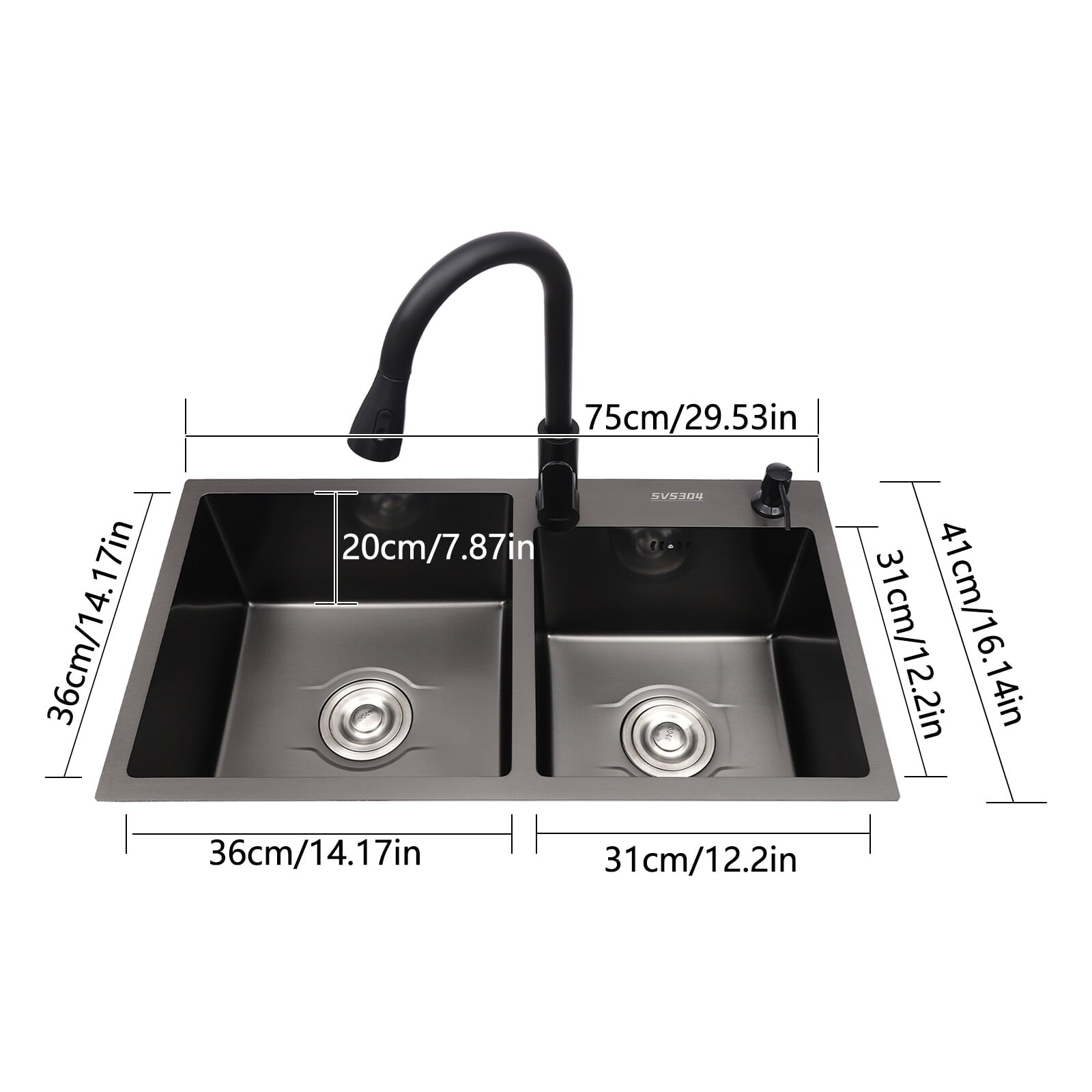 Pull-Out Sprayer Faucet Utility Sink & Stainless Steel Laundry Sink with Cabinet