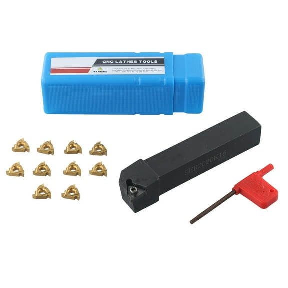 CAIJIEXI Lathe Thread Turning Tool Holder Set Turning Tool Holder Wrench 10pcs Insert Kit Pack Turning Insert 16ER AG60