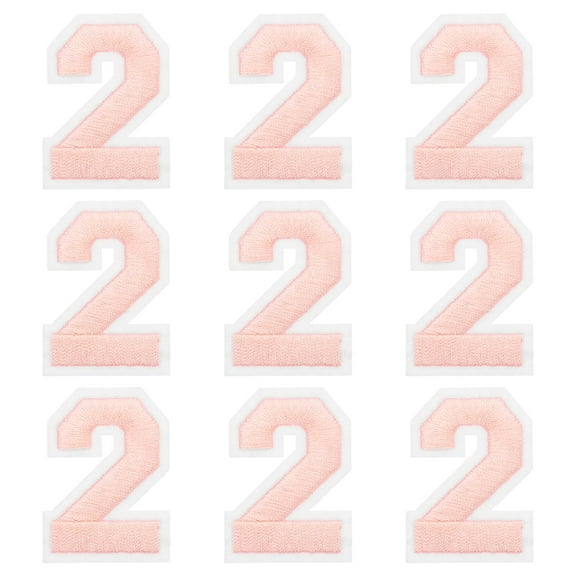 Uxcell Iron on Number Patches 2" Number 2 Embroidered Patch (Pink, Pack of 9)
