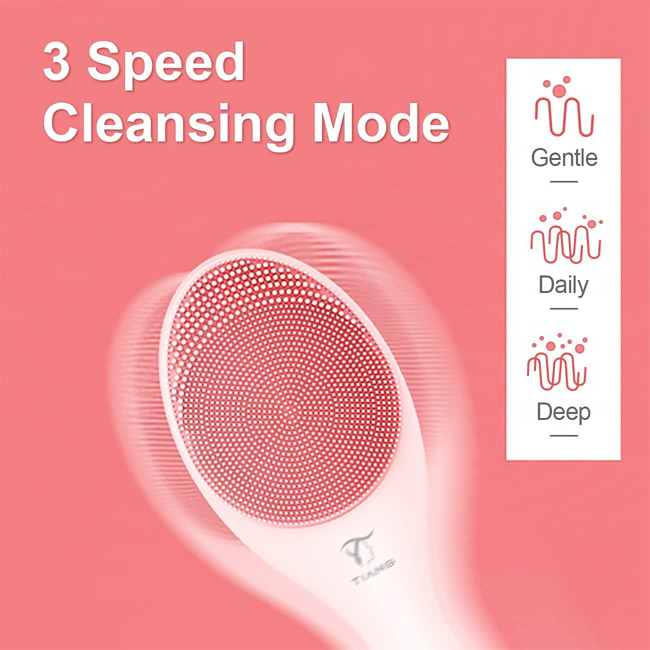 Sonic Face Cleansing Brush, Silicone Face Scrubber Facial Exfoliating