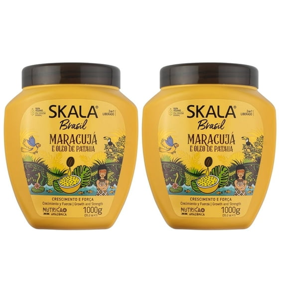 2 pack SKALA - Brasil - Creme de Tratamento 2 em 1 Maracuja e Oleo De Pataua 1 Kg - (Passion Fruit & Pataua Oil 2 in 1 Treatment Cream Net 35.27 Oz)