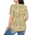 thumbnail image 3 of QQAMB Women's Tops Summer Crewneck Sequin Printed Shirts Casual Short Sleeve Blouses for Women Yellow XL, 3 of 5
