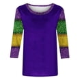 thumbnail image 4 of yievot Mardi Gras Shirts for Women Graphic Casual 3/4 Length Sleeve Crewneck Tee Tops Holiday, 4 of 4