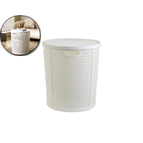 VQPeo Plastic Laundry Basket, Imitation Rattan Storage Bin, Large Capacity Clothes Hamper for Home Organization