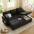thumbnail image 1 of YODOLLA Sofa Bed, 3 in 1 Sleeper Sofa with Storage Chair, Faux Leather L Shape Couch, Sectional Pull Out Sofa Bed Mid Century Modern Couch for Living Room Clearance, Comfy Sleeper Couch in Black, 1 of 9