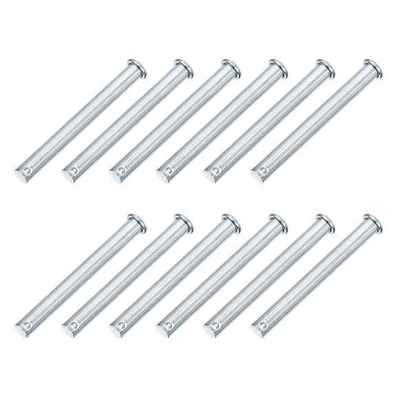 12Pcs M10 x 90mm Single Hole Clevis Pins, Zinc-Plated Carbon Steel Flat Head Pin