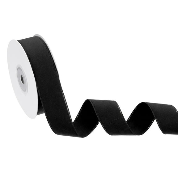 Double Face Velvet Ribbon for Gift Wrapping, 1 Inch x 10 Yard Velvet Wired Vintage Trim Ribbons, Black