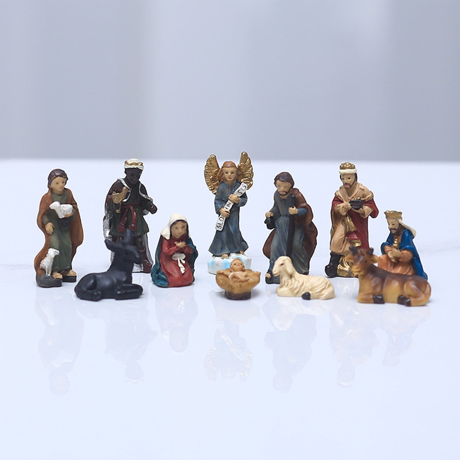 Dengmore Nativity Scene Nativity Sets For Christmas Indoor Black Metal Nativity Set With Wood Base People Nativity Set Tree Nativity For Christmas Table Decoration