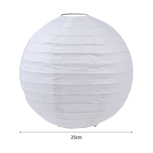 Encendiendo Linterna de papel china redonda de 10 pulgadas, lámpara de bola de papel DIY, decoración de fiesta blanco Sywqhk Libre de BPA