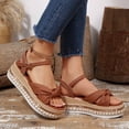 thumbnail image 5 of Xfvqtps Womens Wedge Heel Sandals Twist Bow Adjustable Ankle Buckle Strap Metallic Summer Beach Vacation Bohemian Casual Comfortable Shoes, 5 of 9