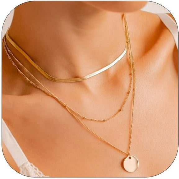 Gold Necklace Stack Layered Necklaces For Women Trendy Gold Heart Coin Necklace Dainty Charm Necklace Chunky Chain Necklace Women Statement Necklace Jewelry Set Gifts Stocking Stuffers For W[o121]