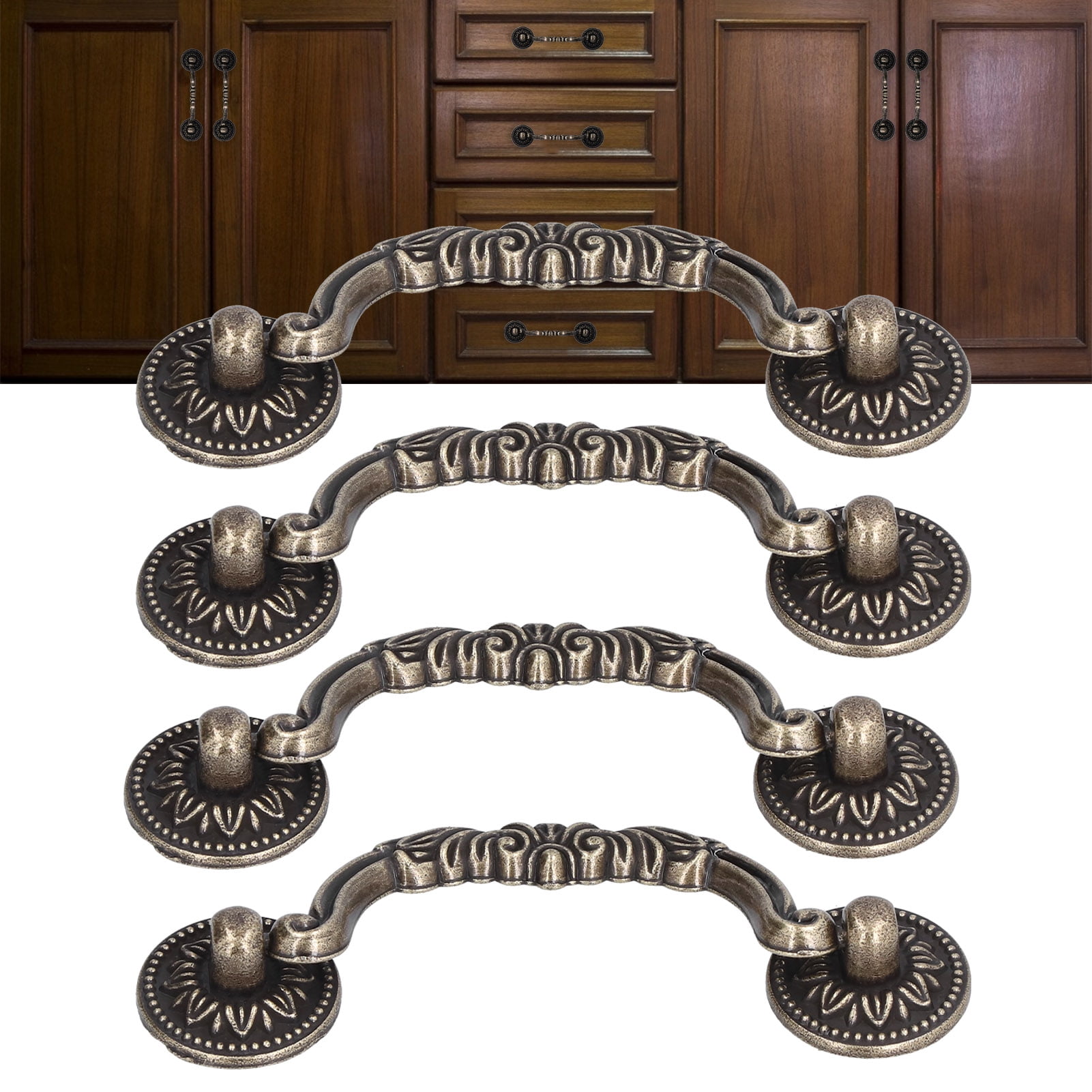 Fyydes Sliding Door Handle,Door Knob,4 Set Modern Antique