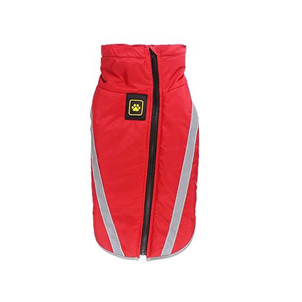 Chaqueta impermeable de invierno para perros, chaleco impermeable para deportes al aire libre para perros pequeños, medianos y grandes con orificio para arnés (rojo XL)