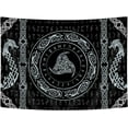 thumbnail image 3 of Viking Art Tapestry, Raven Ancient Rune Dragon Totem Norse Mythology Tapestries, Black White Mystical Geometric Norse Mythology Tapestry Wall Hanging for Living Room Bedroom Decor, 60X40IN, 3 of 5