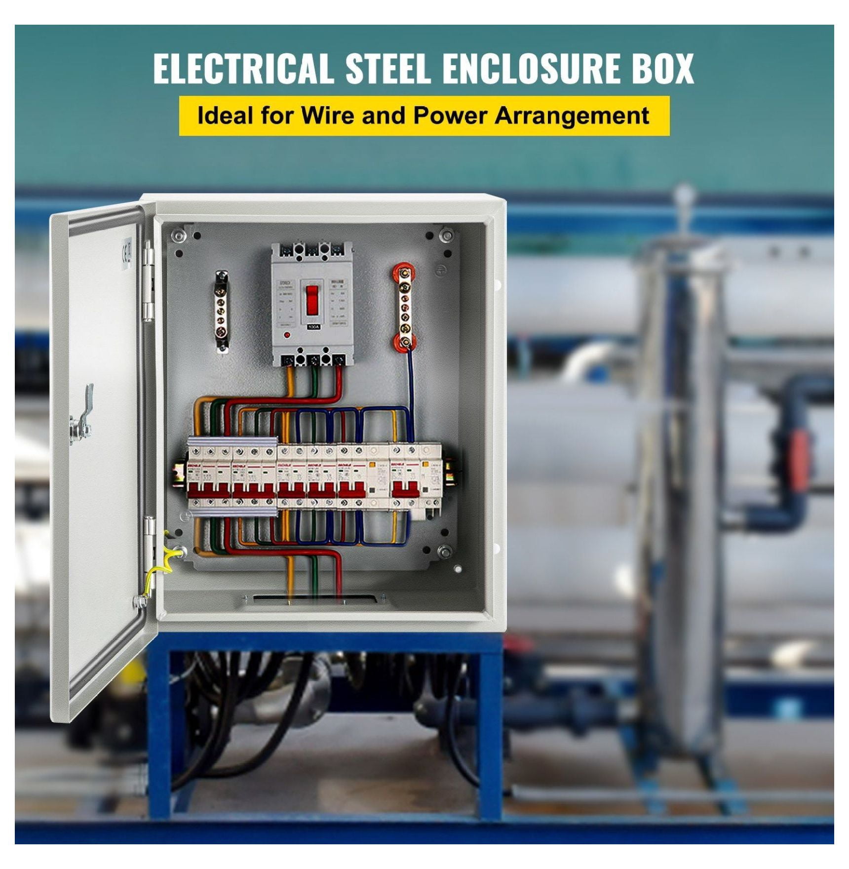NEMA 4X Steel Enclosure 10x8x6'', IP66 Waterproof Electrical Box, Outdoor Indoor Junction Box with Mounting Plate, Industrial Electrical Enclosures