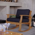 thumbnail image 2 of Lounge Rocking Chair, Wood, Brown Natural Blue Navy, Modern Contemporary Urban Design, Outdoor Patio Balcony Cafe Bistro Garden Furniture Hotel Hospitality, 2 of 8