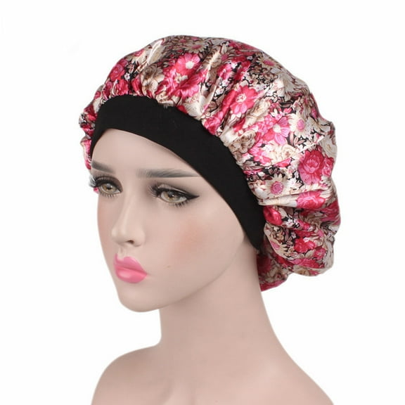 Awdenio Soft Silk Hair Bonnet with Wide Band Comfortable Night Sleep Hat Hair Loss Cap On