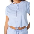 thumbnail image 4 of Celebrity Pink Women's and Women's Plus Button Front Puff Sleeve Top with Ties, Sizes XS-XXXL, 4 of 5