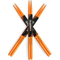 QuigBeats Drum Sticks, Hickory 5A Drumsticks, Drumsticks for Adults & Kids 5A 3 Pair - C - Orange