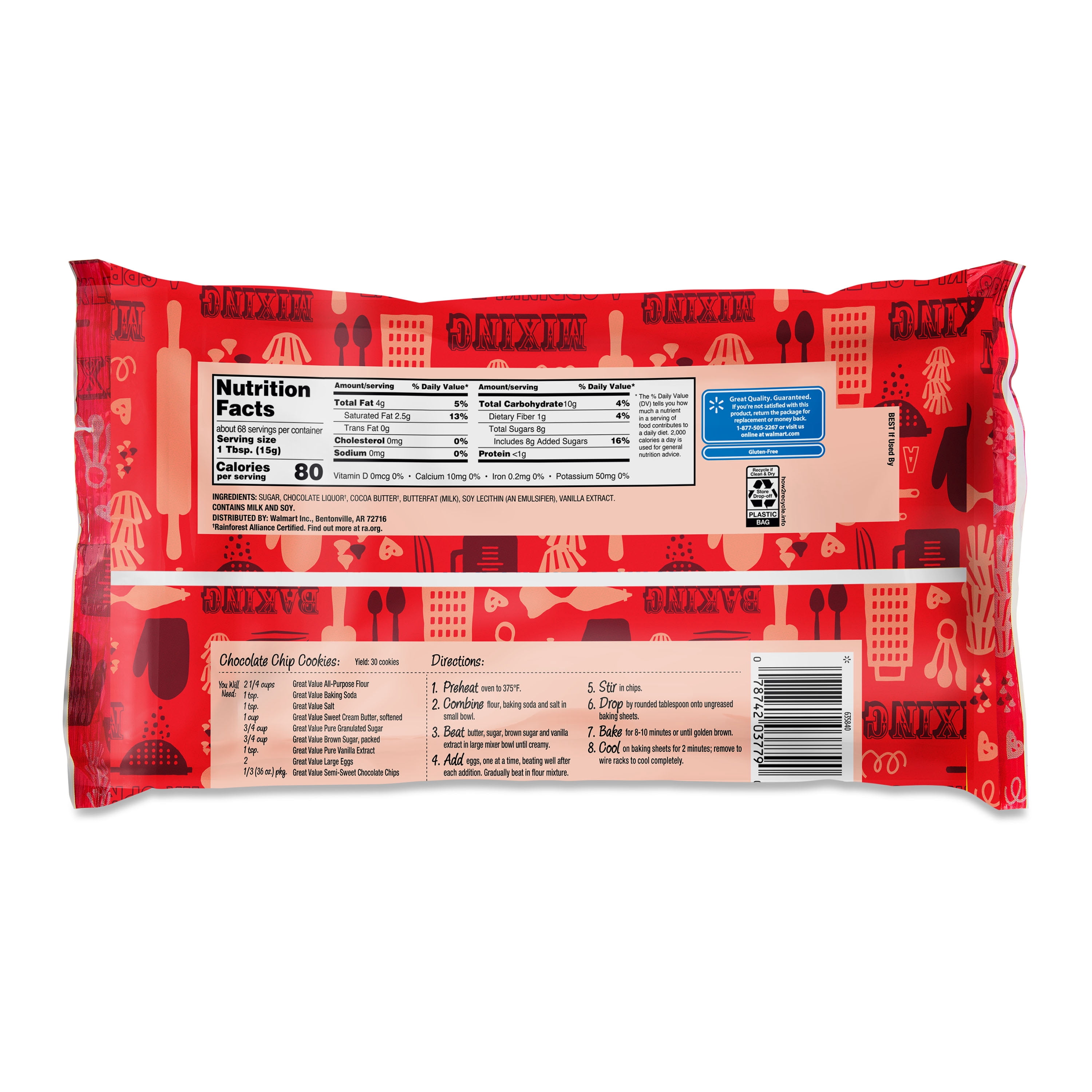 (2 pack) Great Value Semi Sweet Chocolate Chips, 36 oz Bag