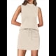 thumbnail image 1 of Conjuntos de Falda de 2 Piezas para Mujer, Conjuntos de Verano para Vacaciones en la Playa, Blusas de Cuello Alto, Falda de Tenis, Conjuntos de Estar por Casa. Beige Oscuro L, 1 of 9