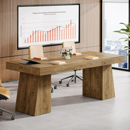 Tribesigns 55.1 Conference Table for 4-6 People Modern Meeting Table with Thick Tabletop