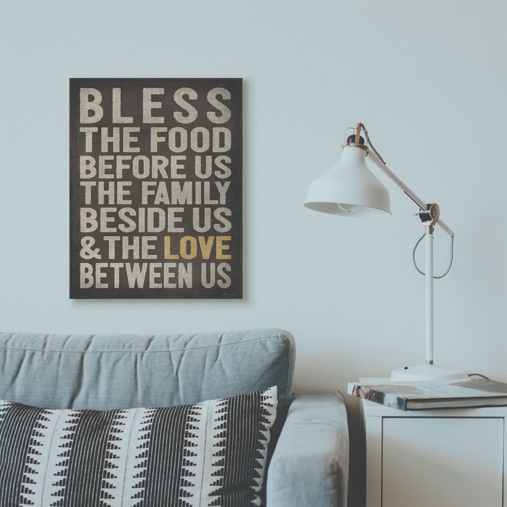 Stupell Industries Bless The Food Kitchen Dining Room Textured Word Design Canvas Wall Art by Stephanie Workman Marrott