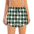 thumbnail image 2 of Vsdgher Green White Christmas Tree Lumberjack Plaid Print Women's Running Double Layer Shorts High Waisted with Pockets Elastic Yoga Workout Athletic Gym Sports, 2 of 8