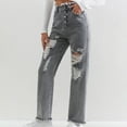 thumbnail image 7 of UYISJ Pants for Women Trendy Vintage Wide Leg Flat Front Lounge Jeans Pants Casual Baggy High Waist Regular Fit Denim Work Pants Gray S, 7 of 7