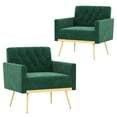 thumbnail image 1 of Gymax 2PCS Modern Velvet Accent Chair w/ Button Tufted Back Golden Metal Legs Green, 1 of 9