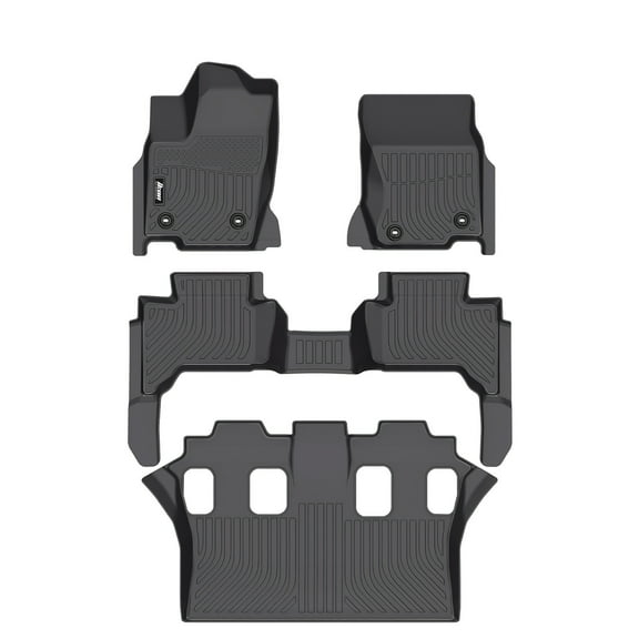 Ikon Motorsports 3D TPE Floor Mats, Compatible with 2024-2025 Lexus GX550 7-Seats, All Weather Waterproof Non-Slip Floor Liners, Front & 2nd Row Full Set Interior Accessories, Black