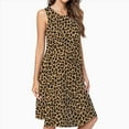 thumbnail image 2 of Leopard Print Brown Black Spots Dress Loose Women'S Dress Beach Dresses With Pockets Dresses For Womens, 2 of 4